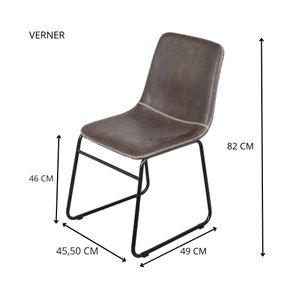 Kit 4 Cadeiras Verner Revestimento em Poliuretano -PU- Cafe Base Aco